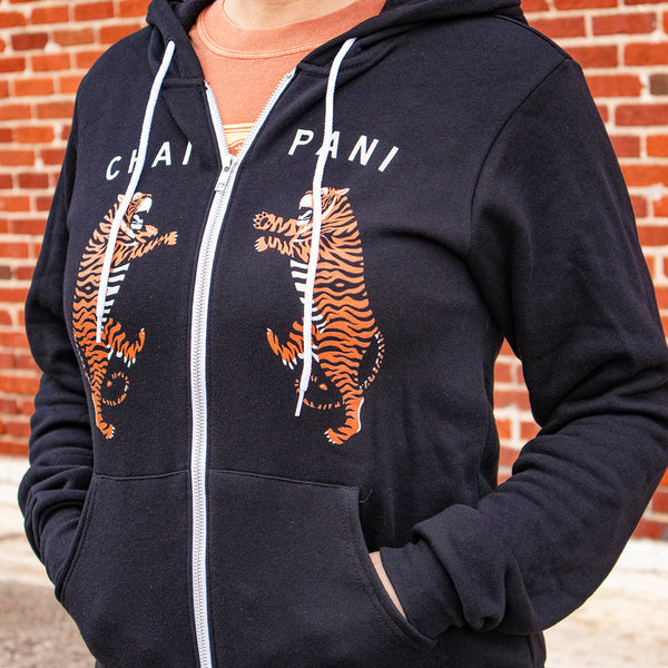 Tiffin Row Tiger Zip Hoodie in Black view 2